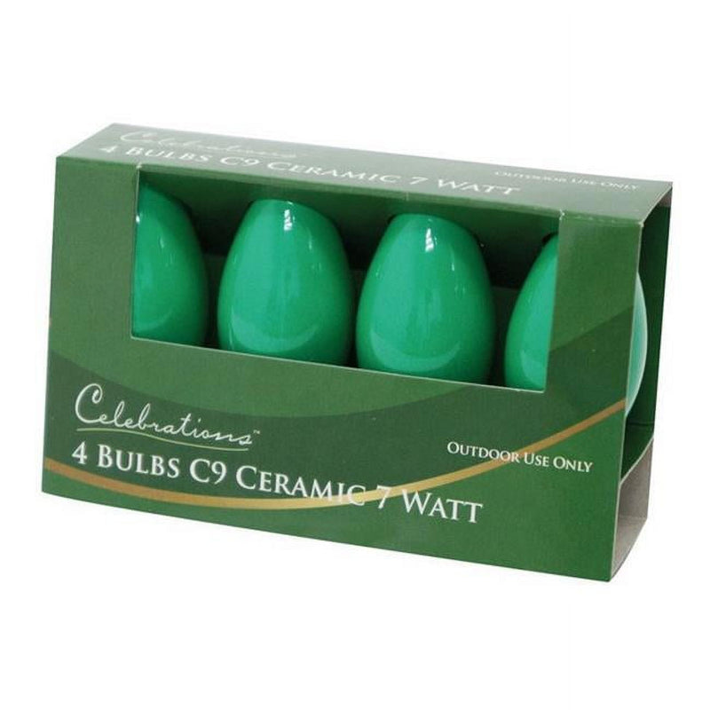 Celebrations Incandescent C9 Green 4 ct Replacement Christmas Light Bulbs 0.08 ft.