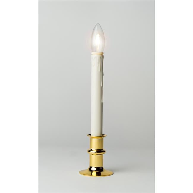 Celestial Lights Brass/White Taper Window Candle