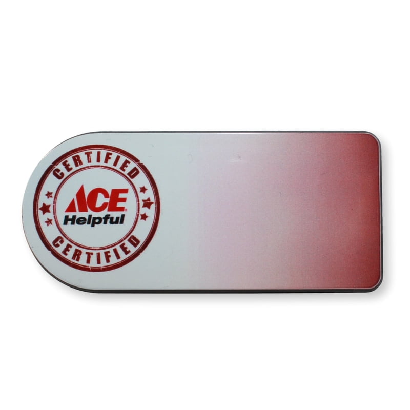 Certified Ace Helpful Red/White Plastic Name Badge