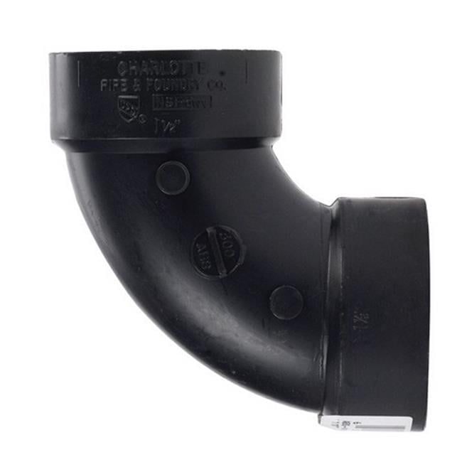 Charlotte Pipe 1-1/2 in. Hub X 1-1/2 in. D Hub ABS 90 Degree Elbow