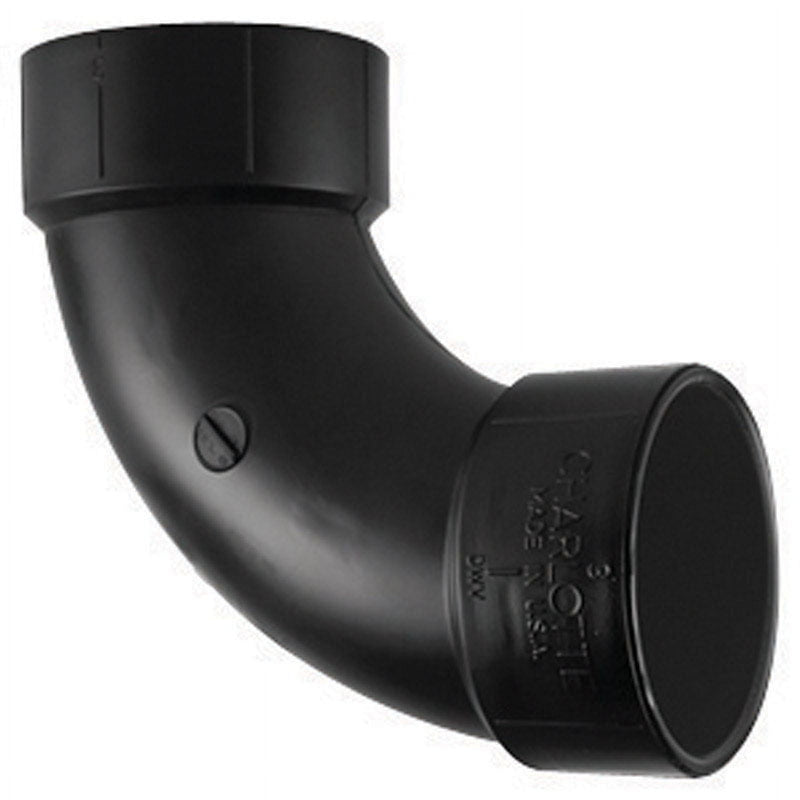 Charlotte Pipe 4 in. Hub X 4 in. D Hub ABS 90 Degree Elbow