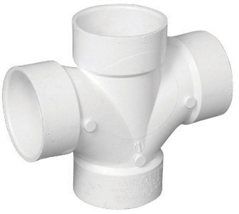 Charlotte Pipe Schedule 40 4 in. Hub X 4 in. D Hub PVC Sanitary Tee 1 pk
