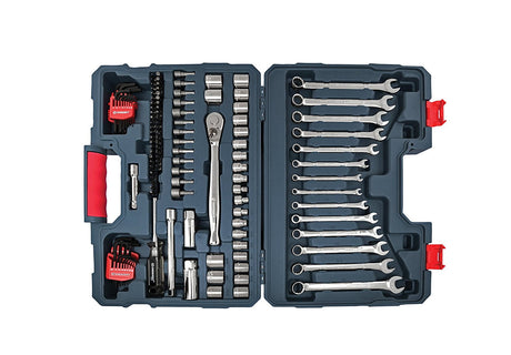 Crescent Assorted Sizes X 3/8 in. drive Metric and SAE 6 and 12 Point Mechanic's Tool Set 128 pc