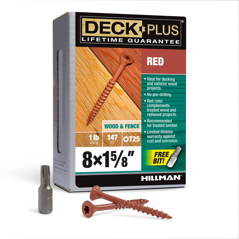 Deck Plus No. 8 X 1-5/8 in. L Red Star Flat Head Exterior Deck Screws 1 lb 1 pk