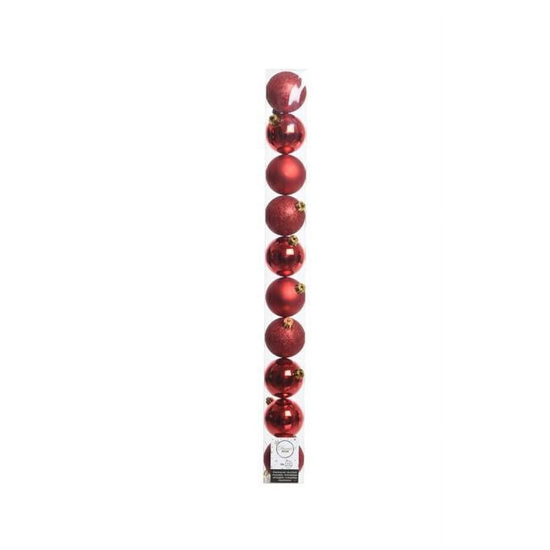 Decoris Red Shatterproof Baubles Ornaments 2 in.