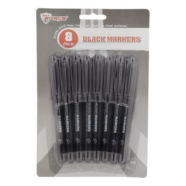 Diamond Visions Max Force Black Felt Tip Permanent Marker 8 pk