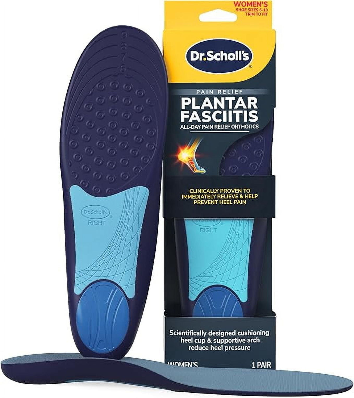 Dr Scholl's Plantar Fascitis Women's Insoles 6-10 Blue 1 pair