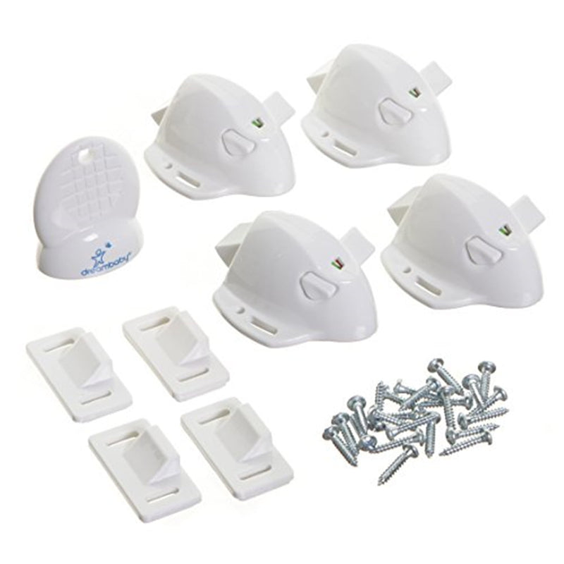 Dreambaby Adhesive Mag Lock White Plastic Adhesive Magnetic Cabinet Locks 5 pk