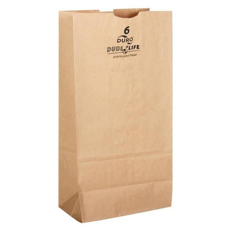 Dubl Life Paper Brown Shopping Bag Recycled 500 pk 6 in. H X 3.625 in. W X 11 in. L