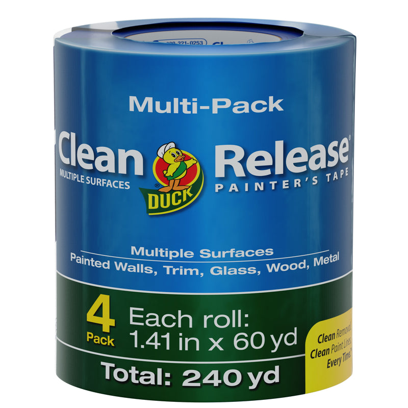 Duck Clean Release 1.41 in. W X 60 yd L Blue Medium Strength Painter's Tape 4 pk