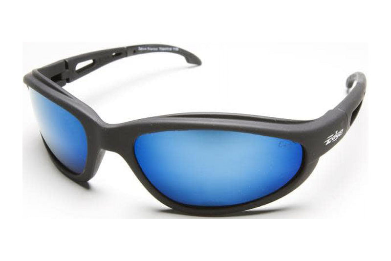 Edge Eyewear Dakura Polarized Safety Glasses Blue Mirror Lens Black Frame 1 pk