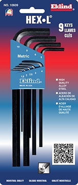 Eklind Hex-L 1.5-10 mm Metric Long Arm Hex L-Key Set 9 pc
