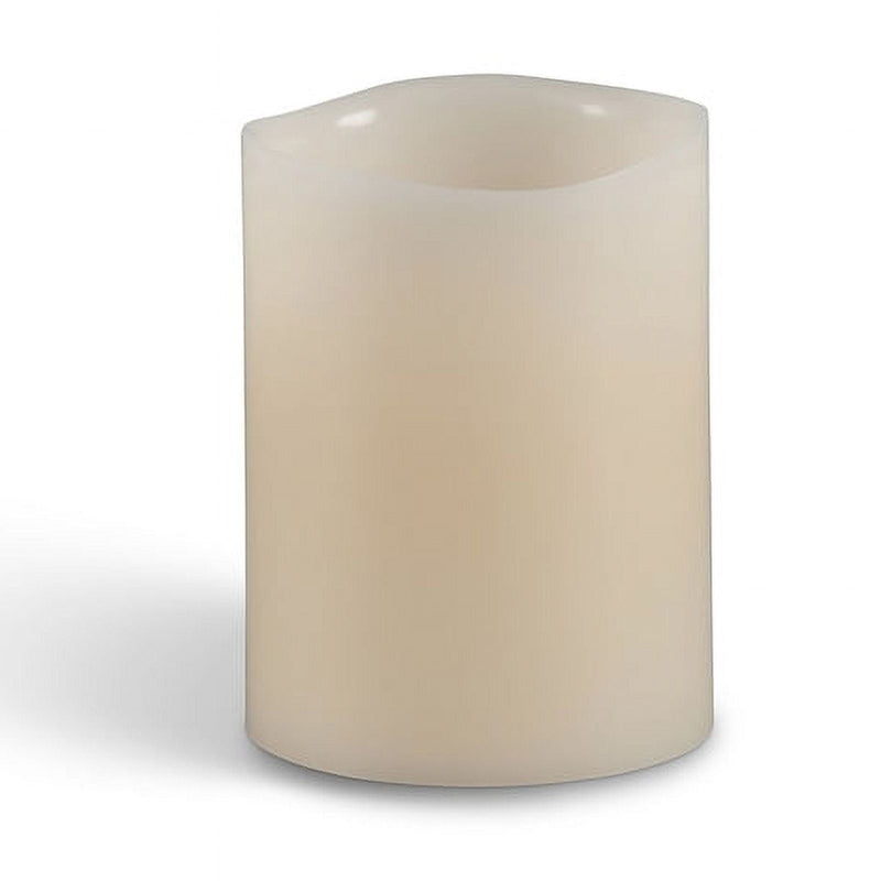 Everlasting Glow Bisque Vanilla Scent Wavy Edge Pillar Flameless Flickering Candle