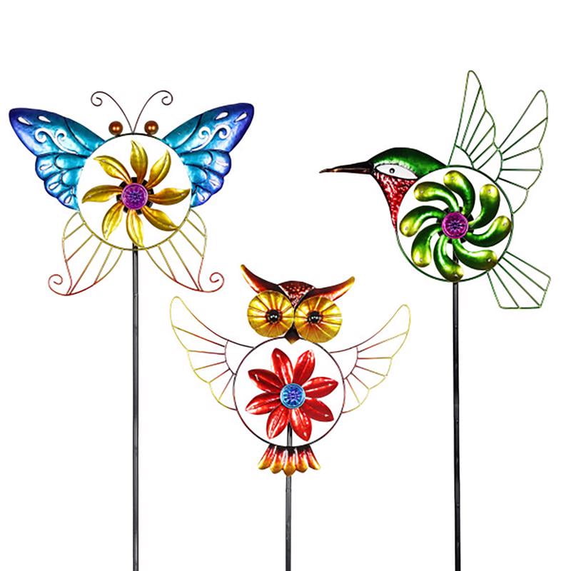 Exhart Assorted Metal 51 in. H Birds Garden Stake Spinner