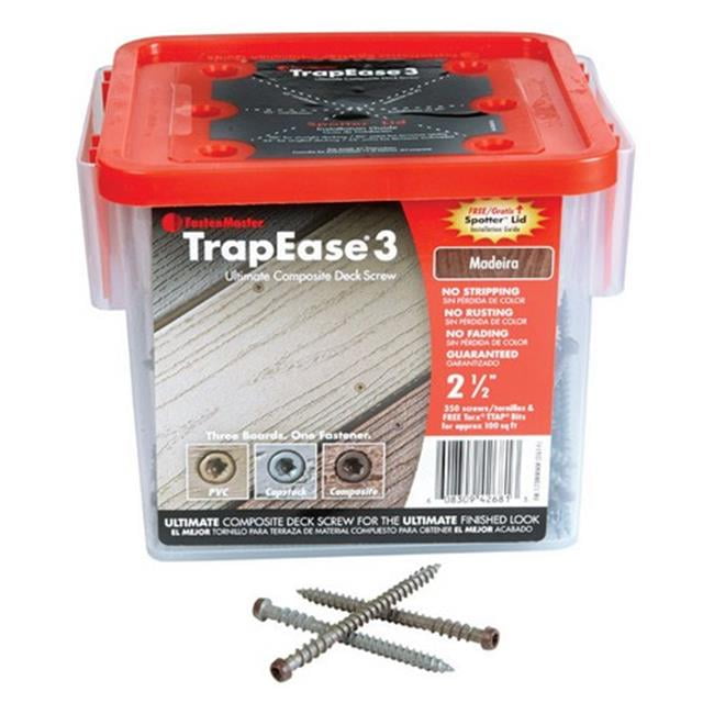 FastenMaster TrapEase 3 No. 10 X 2-1/2 in. L Madeira Torx TTAP Flat Head Composite Deck Screws 350 p