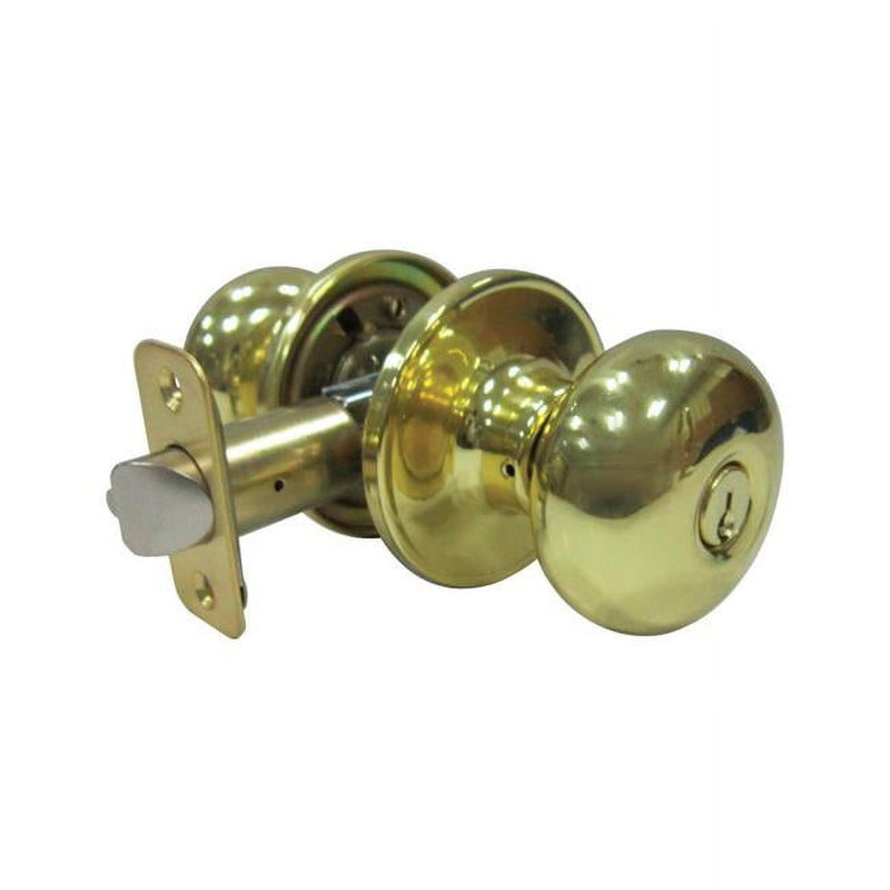 Faultless Mushroom Polished Brass Entry Knobs Right Handed