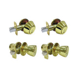 Faultless Tulip Polished Brass Entry Knob and Single Cylinder Deadbolt Right Handed