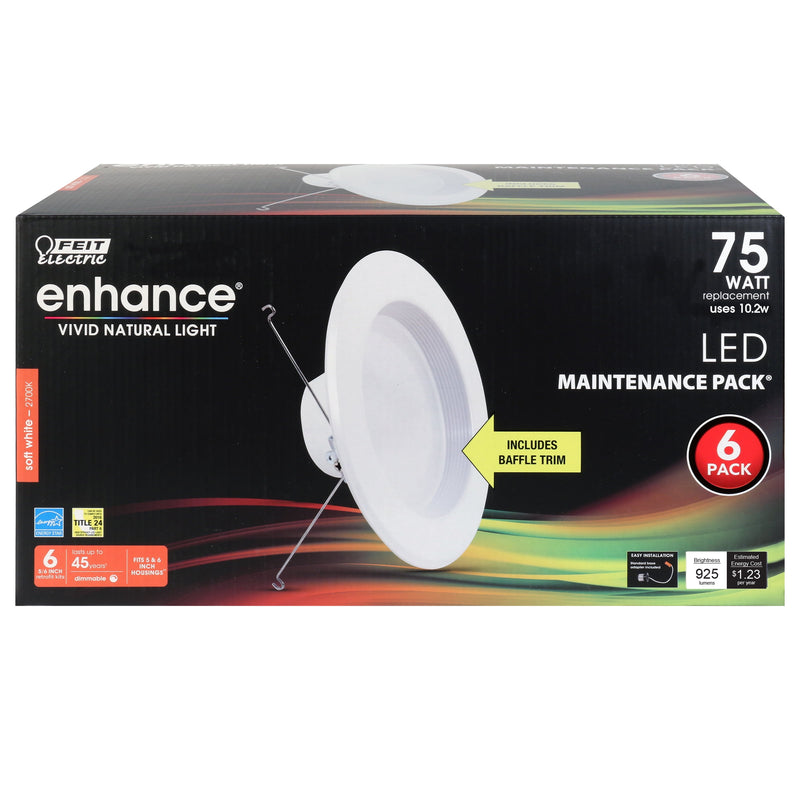 Feit Enhance Soft White 5-6 in. W LED Dimmable Recessed Downlight 10.2 W