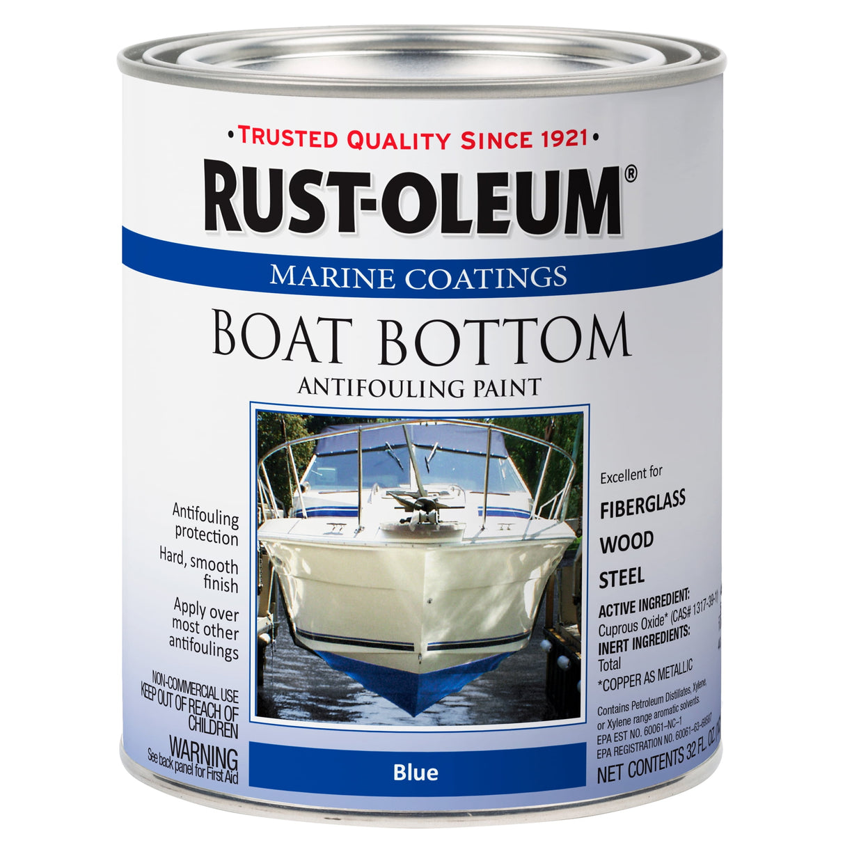 Rust-Oleum Marine Coatings Outdoor Flat Blue Epoxy Antifouling Paint 1 qt