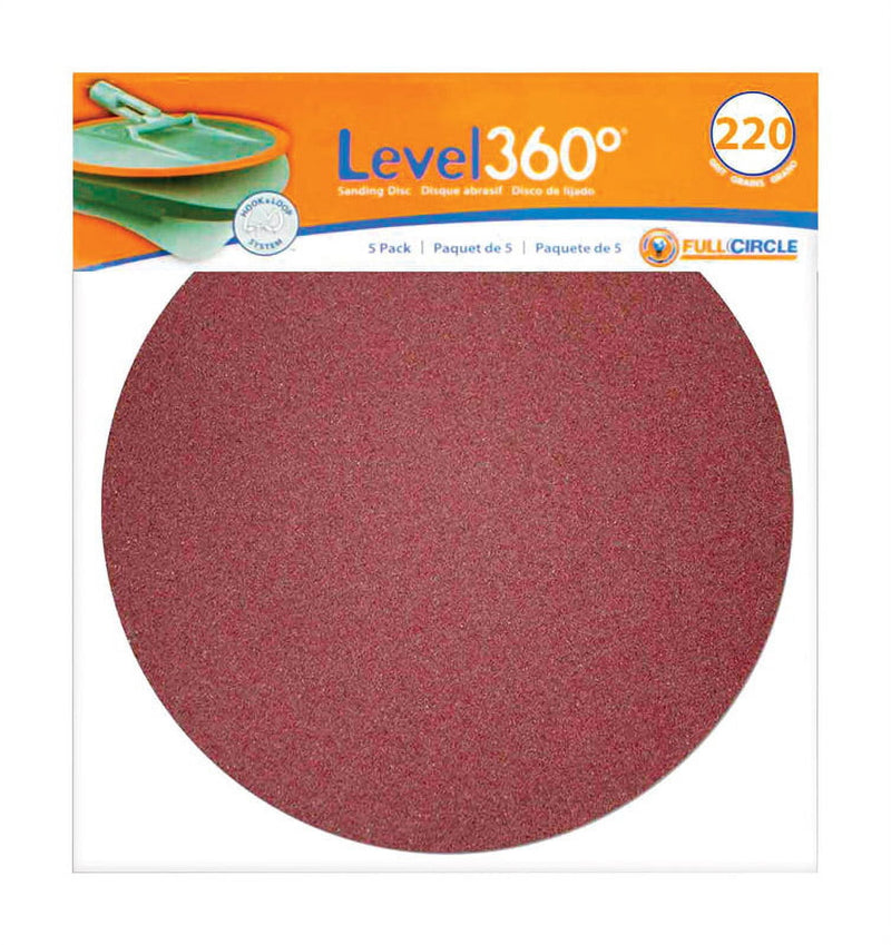 Full Circle Level 360 8.75 in. Aluminum Oxide Hook and Loop Sanding Disc 220 Grit Very Fine 5 pk