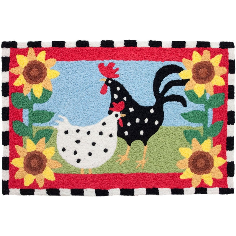 Jellybean 20 in. W X 30 in. L Multicolored Funky Chickens Polyester Accent Rug
