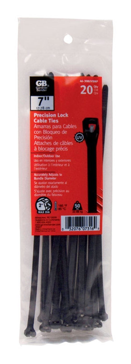 Gardner Bender 7 in. L Black Cable Tie 20 pk