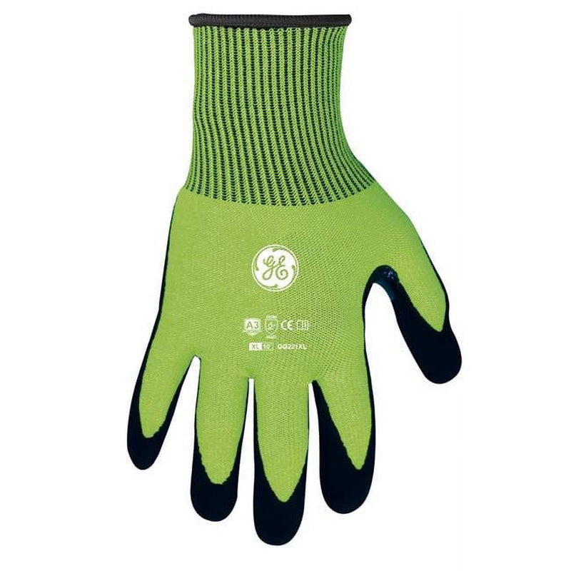 General Electric Unisex Dipped Gloves Black/High-Vis Green XL 1 pair