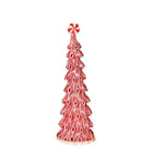 Gerson Incandescent Red/White Peppermint Ribbon with Light Christmas Tree 18 in.