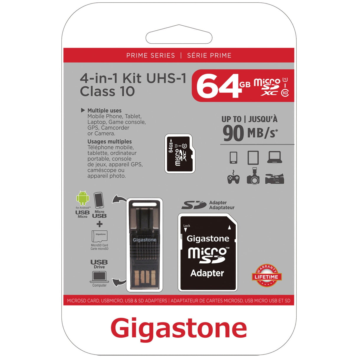 Gigastone 64 GB Micro SD Flash Memory Universal Pack 1 pk