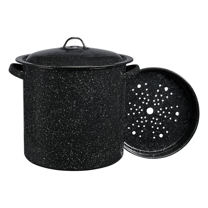 Granite Aluminum Pot 10 in. 15.5 qt Black