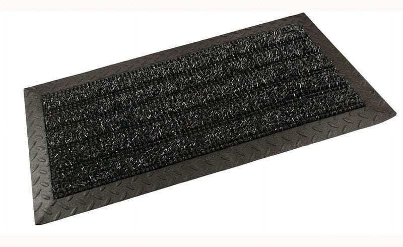 GrassWorx Clean Machine 18 in. W X 34 in. L Black Polyethylene/Rubber Door Mat