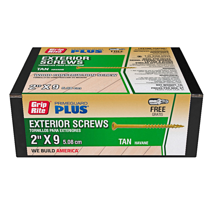 Grip-Rite PrimeGuard Plus 2 in. L Tan Star Bugle Head Deck Screws 1 lb 126 pk