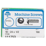 HILLMAN No. 10-24 in. X 1/2 in. L Combination Truss Head Zinc-Plated Steel Machine Screws 100 pk