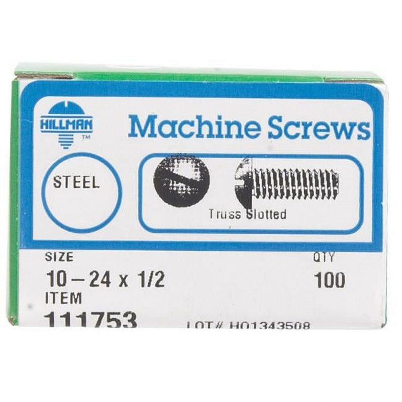 HILLMAN No. 10-24 in. X 1/2 in. L Combination Truss Head Zinc-Plated Steel Machine Screws 100 pk