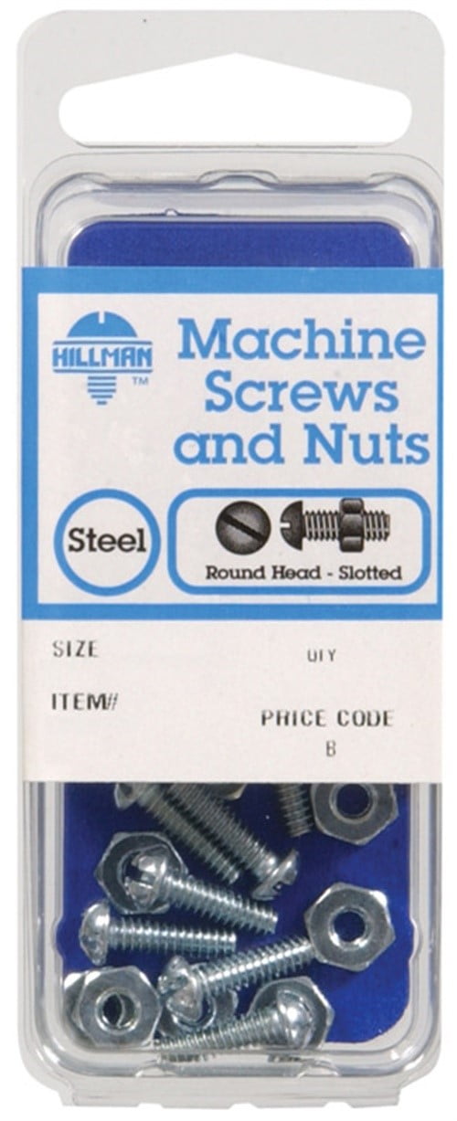 HILLMAN No. 10-32 in. X 1 in. L Slotted Round Head Zinc-Plated Steel Machine Screws 8 pk