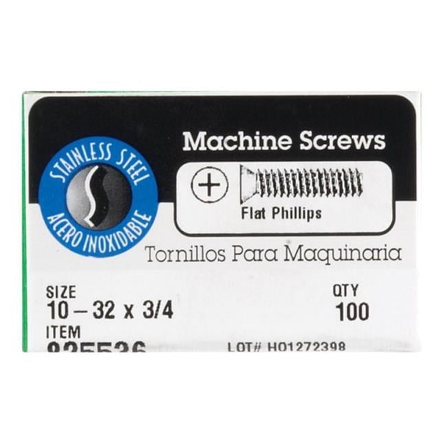 HILLMAN No. 10-32 in. X 3/4 in. L Phillips Flat Head Stainless Steel Machine Screws 100 pk