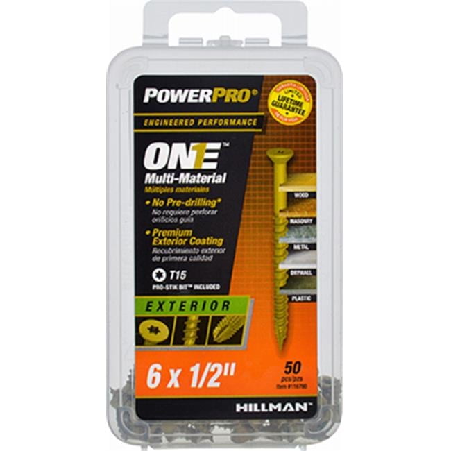 HILLMAN POWERPRO ONE No. 6 X 1/2 in. L Star Flat Head Multi-Material Screw 50 pk