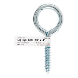 Hampton 3/8 in. X 4 in. L Zinc-Plated Steel Lag Thread Eyebolt
