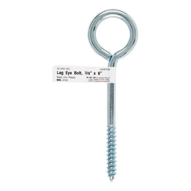 Hampton 3/8 in. X 6 in. L Zinc-Plated Steel Lag Thread Eyebolt