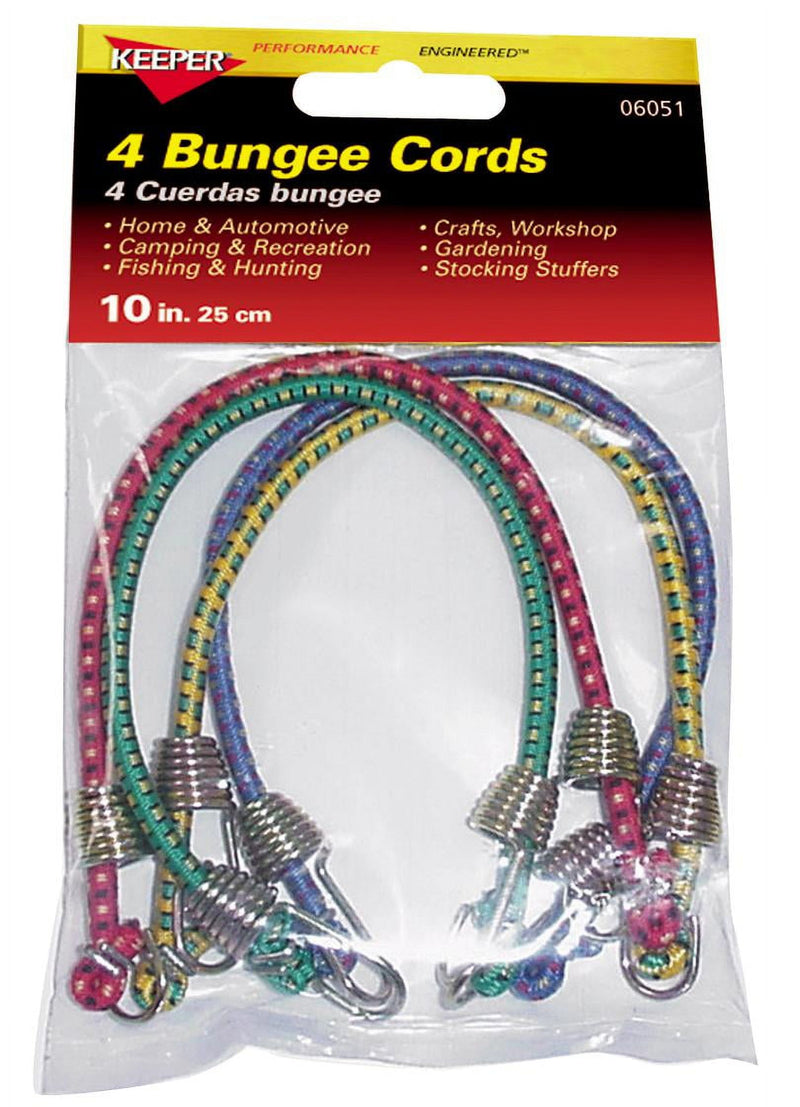 Keeper Assorted Bungee Cord 10 in. L X 0.16 in. 4 pk