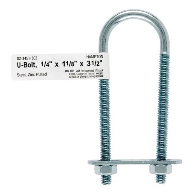 Hampton 1/4 in. X 1-1/8 in. W X 3-1/2 in. L Coarse Zinc-Plated Steel U-Bolt