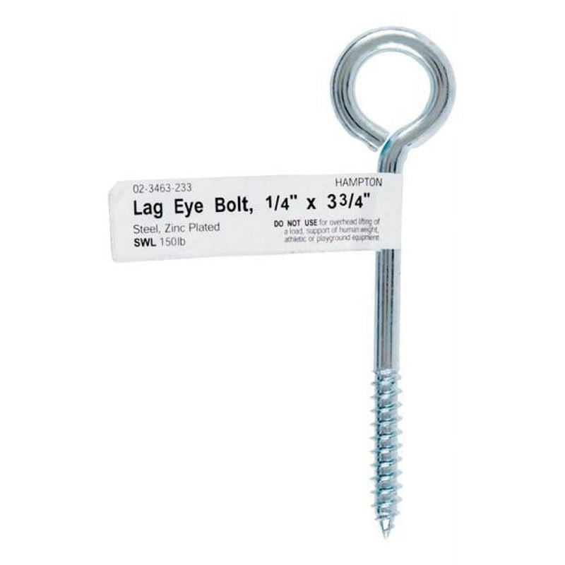 Hampton 1/4 in. X 3-3/4 in. L Zinc-Plated Steel Lag Thread Eyebolt