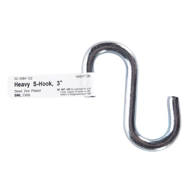 Hampton Small Zinc-Plated Silver Steel 3 in. L S-Hook 230 lb 1 pk