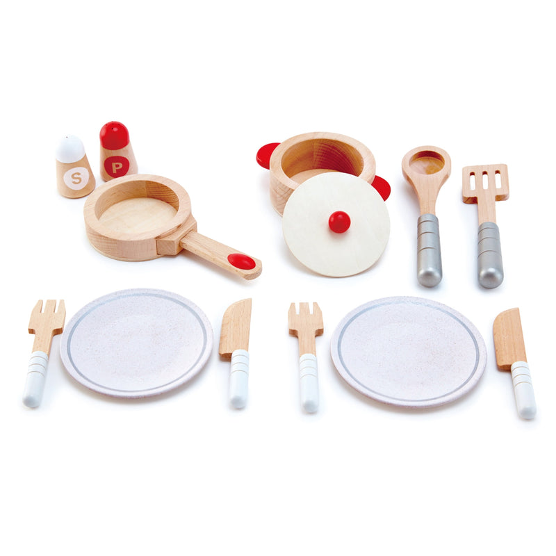 Hape Cook and Serve Set Wood 13 pc