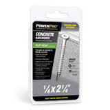 Power Pro 1/4 in. D X 2-1/4 in. L Carbon Steel Flat Head Concrete Screw Anchor 15 pc