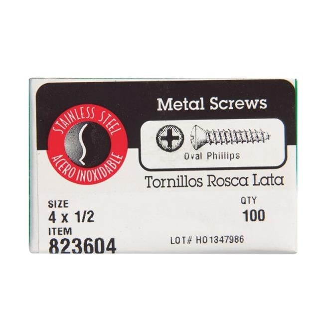 Hillman No. 4 X 1/2 in. L Phillips Oval Head Sheet Metal Screws 100 pk