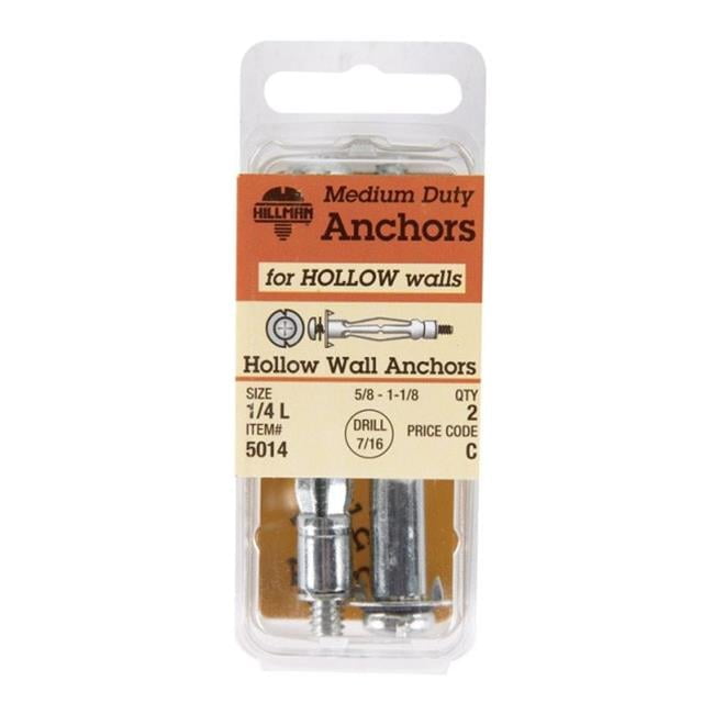 Hillman 1/4 in. D X 2 3/4 in. L Steel Pan Head Hollow Wall Anchors 2 pk