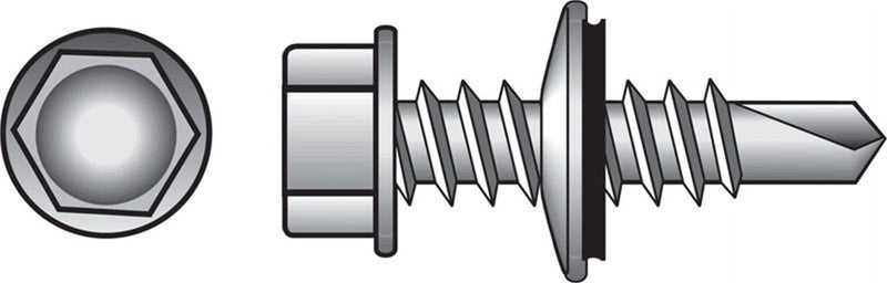 Hillman No. 12-14 X 1 in. L Hex Hex Head Self- Drilling Screws 100 pk