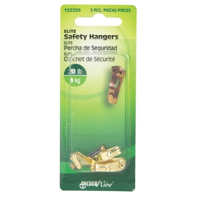 Hillman Elite Brass-Plated Safety All Purpose Hanger 20 lb 3 pk