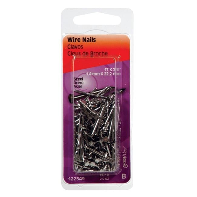 Hillman 17 Ga. X 7/8 in. L Bright Steel Wire Nails 1 pk 2 oz